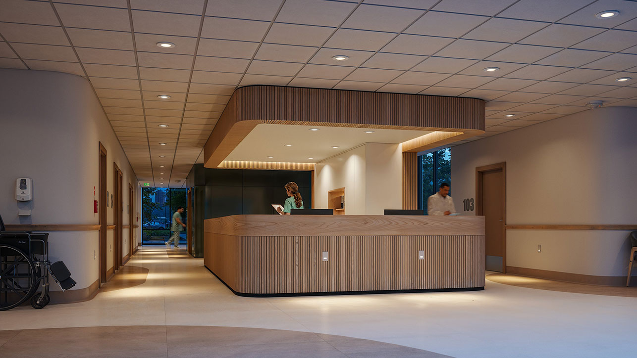 Nurse station illuminated by Nightingale luminaires