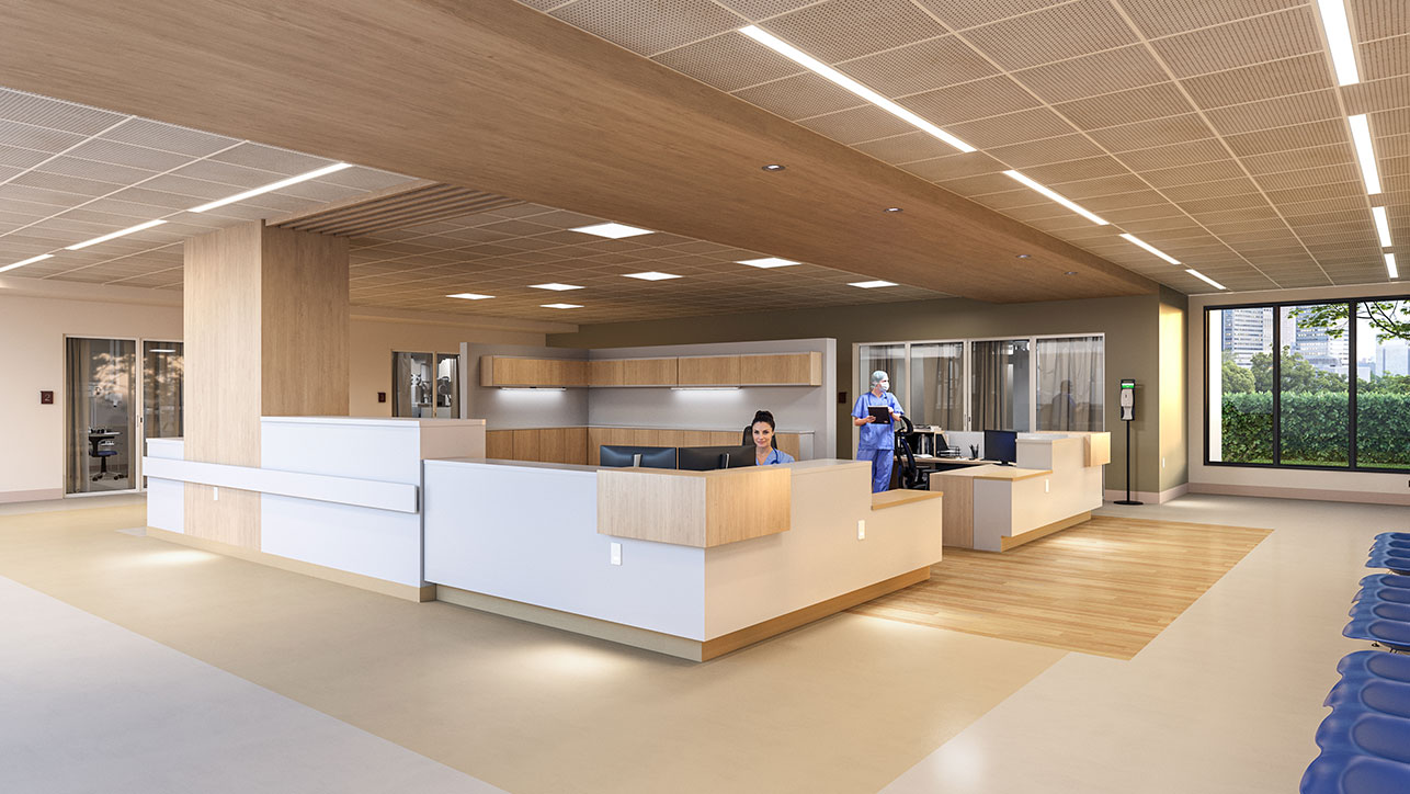 Nurses station area illuminated by Nightingale
