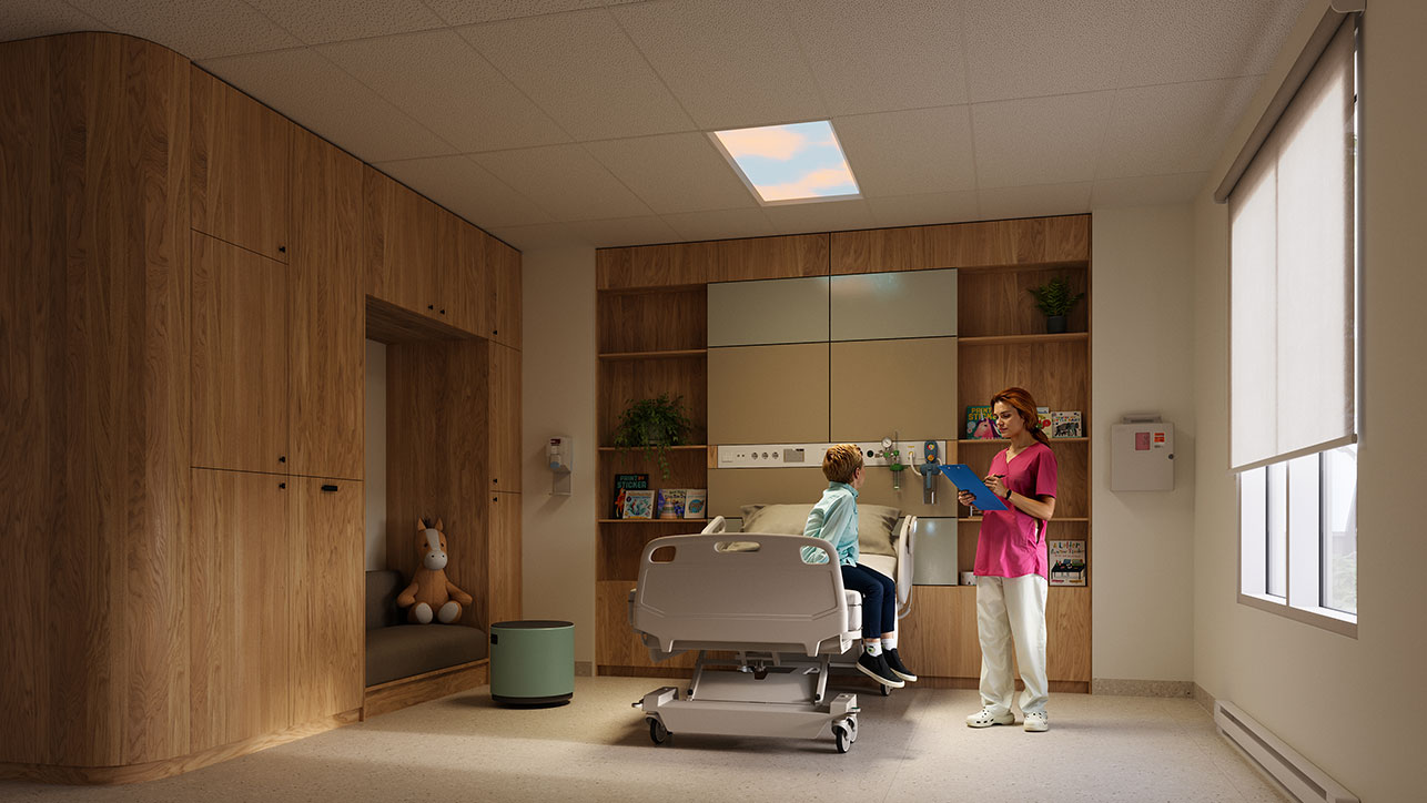 Patient and nurse in well-lit room by Observe Cloud™ from Nightingale